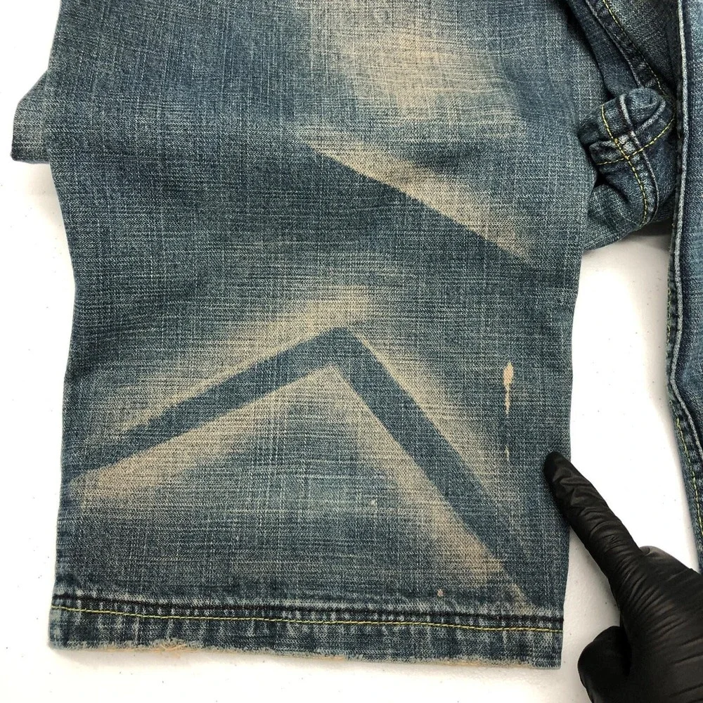 Ricco Tizio Rich Guy Jeans Mens 40x30 Blue Relaxed Straight Denim Distressed